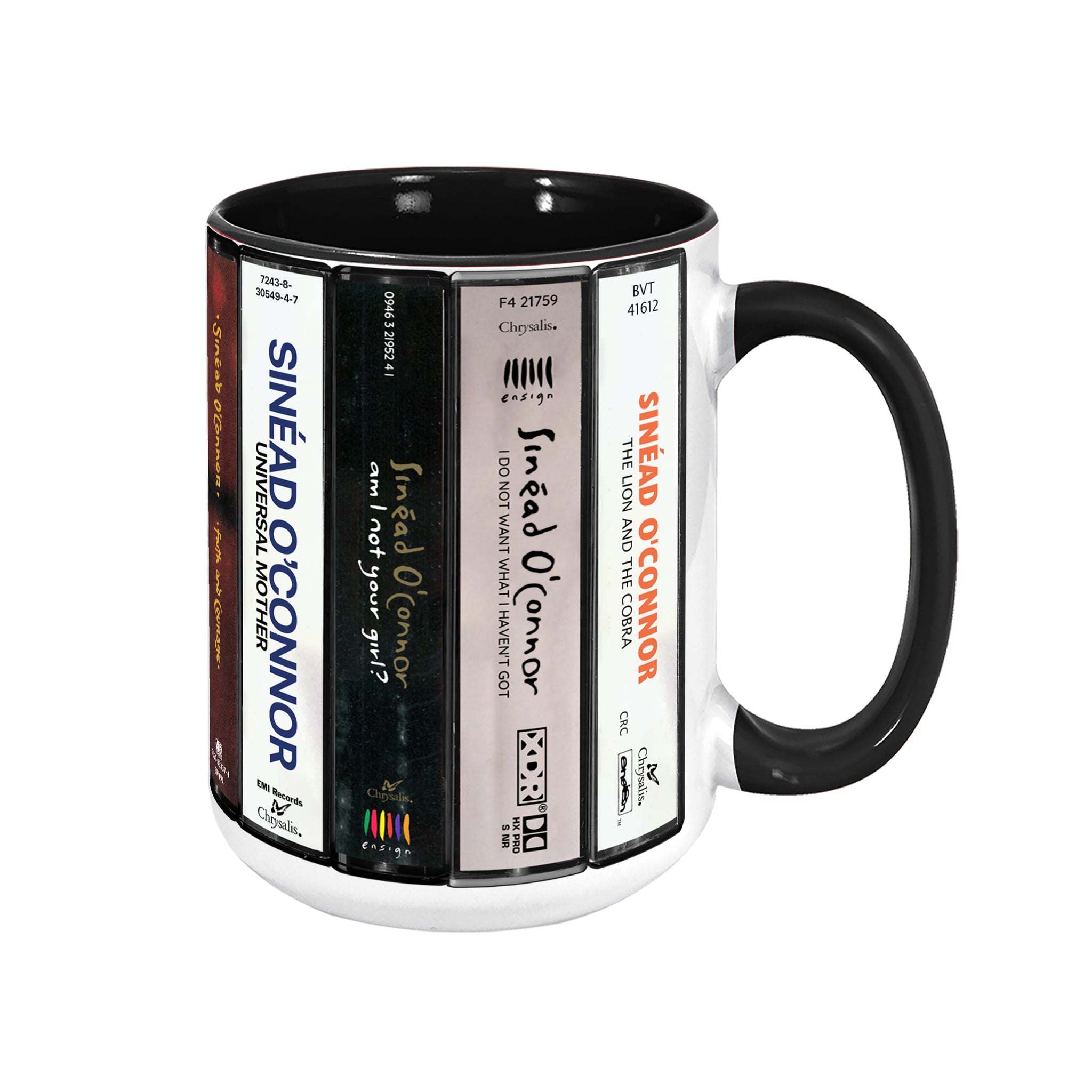 Sinéad O'Connor Albums Cassette Collection Retro Accent Edge-to-Edge Printed Mug