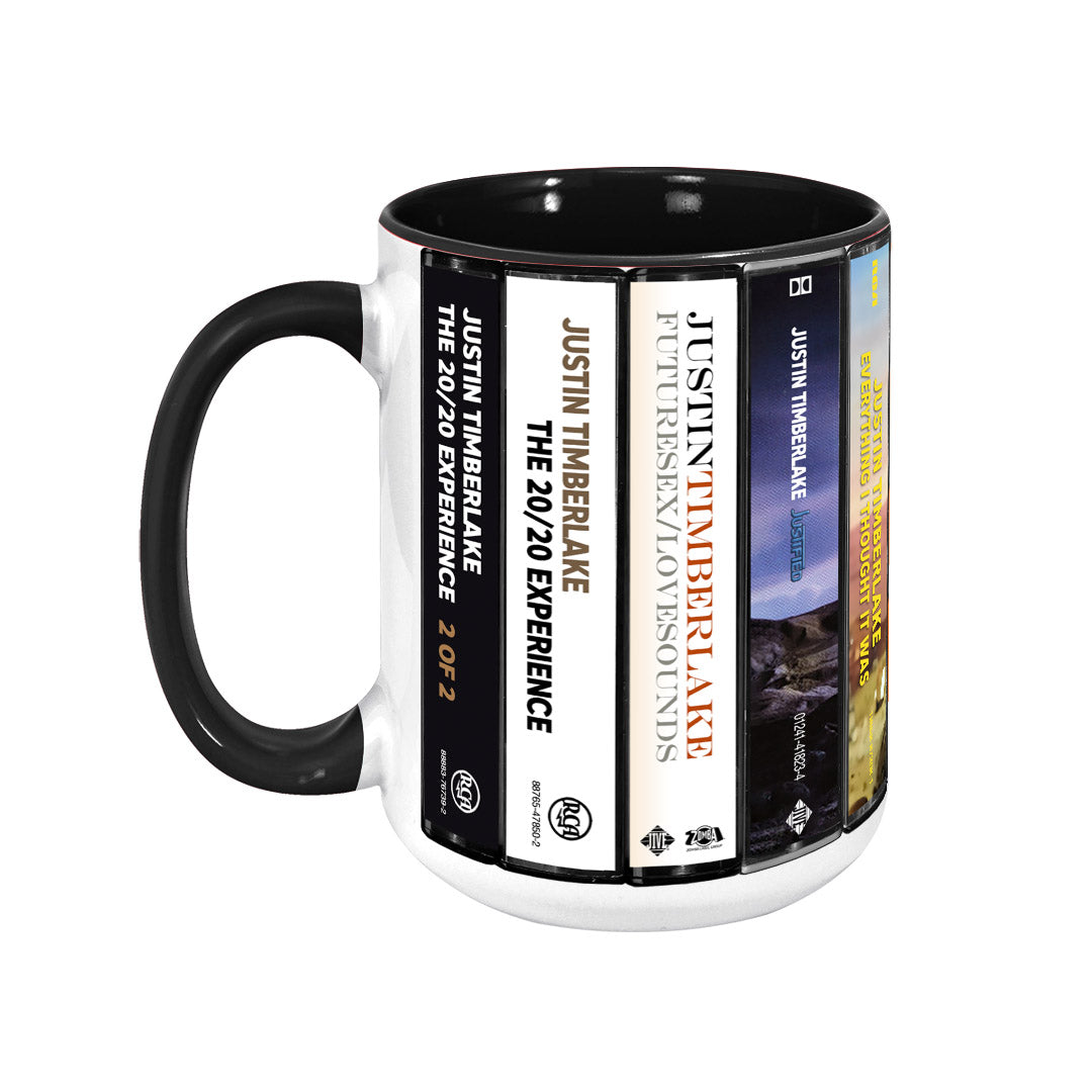 Justin Timberlake Albums Cassette Collection Retro Accent Edge-to-Edge Printed Mug