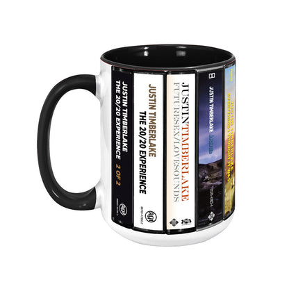Justin Timberlake Albums Cassette Collection Retro Accent Edge-to-Edge Printed Mug