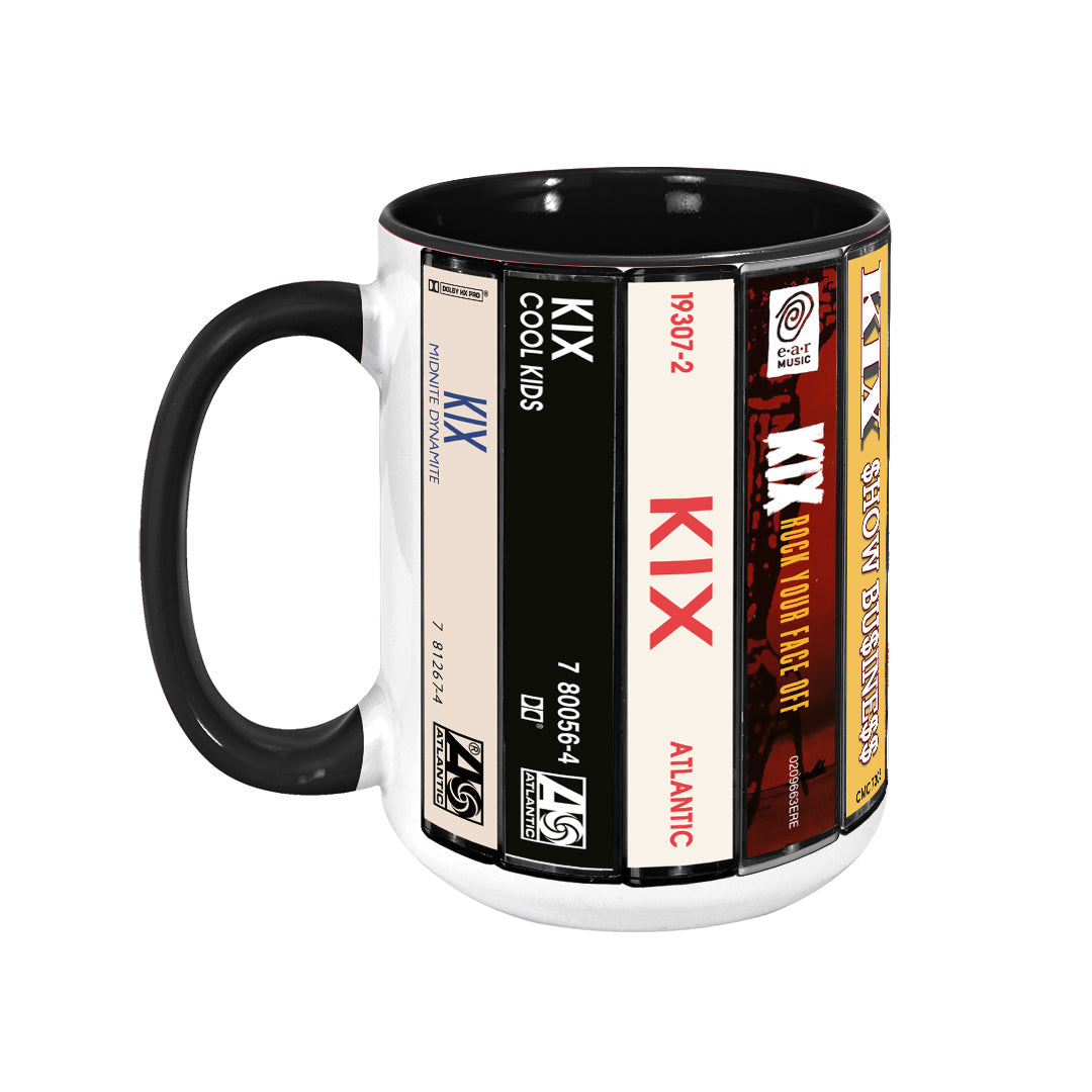 Kix Albums Cassette Collection Retro Accent Edge-to-Edge Printed Mug