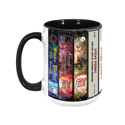 Steve Perry Albums Cassette Collection Retro Accent Edge-to-Edge Printed Mug