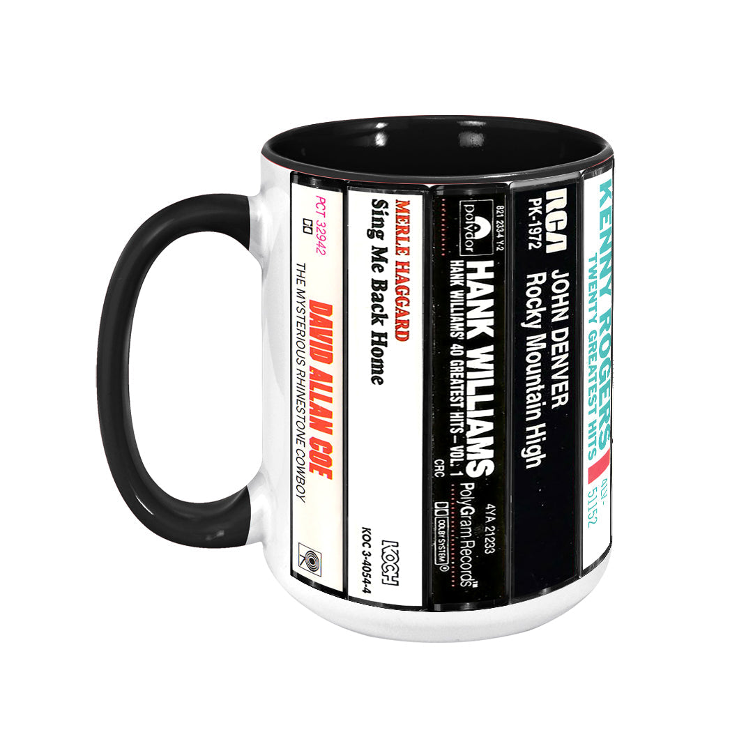 Classic Country Music Albums Cassettes Retro Accent Mug