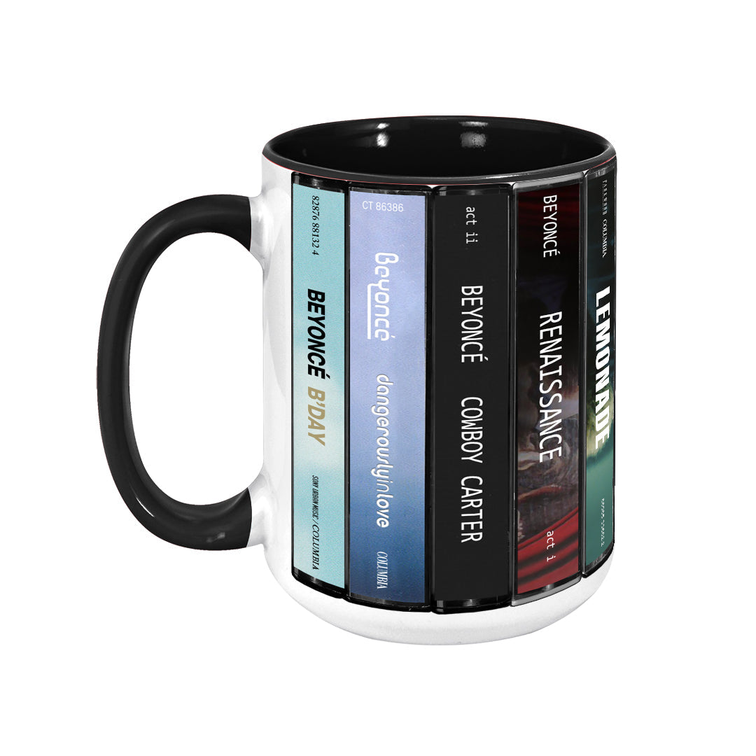 Beyoncé Albums Cassette Collection Retro Accent Edge-to-Edge Printed Mug