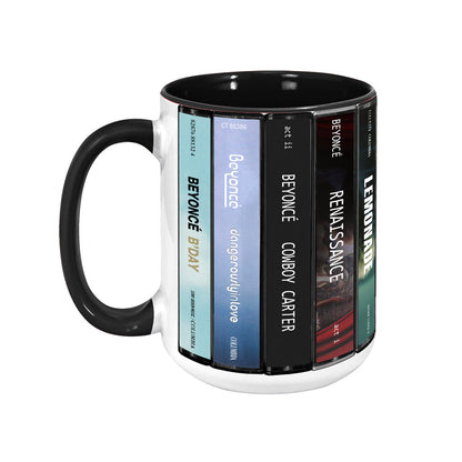 Beyoncé Albums Cassette Collection Retro Accent Edge-to-Edge Printed Mug