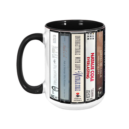 Natalie Cole Albums Cassette Collection Retro Accent Edge-to-Edge Printed Mug