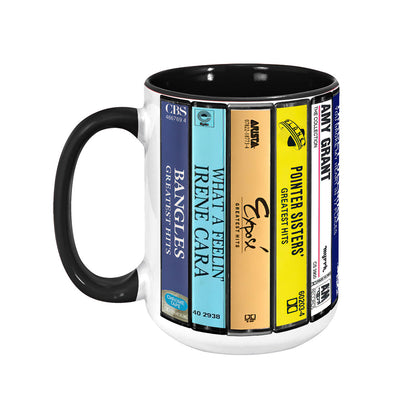 80's Female Voices Albums Cassette Collection Retro Accent Edge-to-Edge Printed Mug