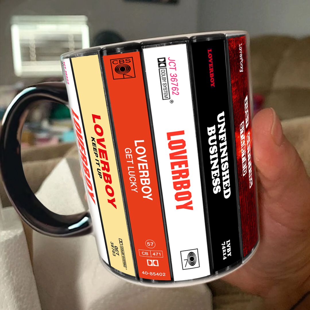 Loverboy Albums Cassette Collection Retro Accent Edge-to-Edge Printed Mug