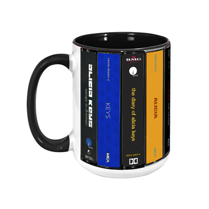 Alicia Keys Albums Cassette Collection Retro Accent Edge-to-Edge Printed Mug