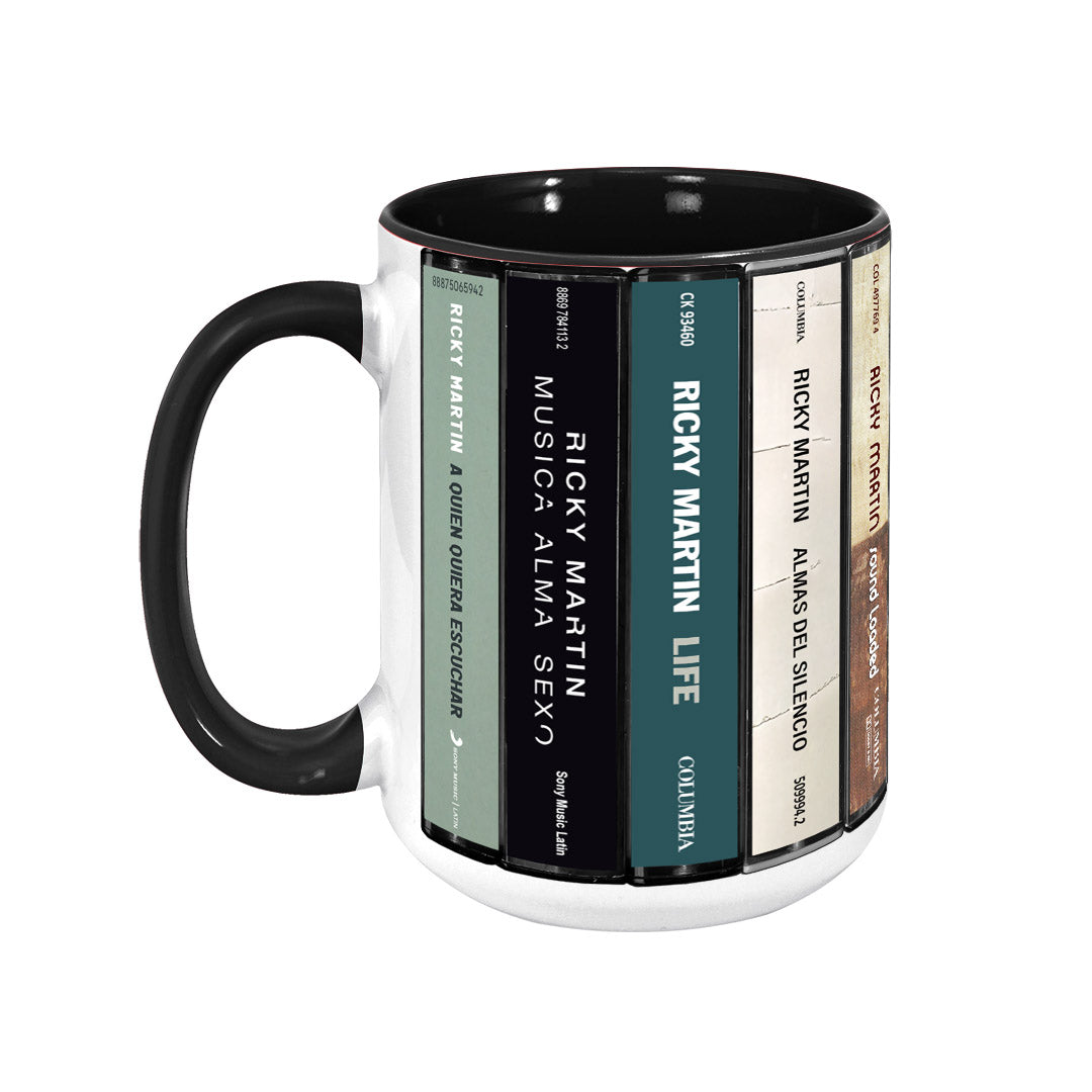 Ricky Martin Albums Cassette Collection Retro Accent Edge-to-Edge Printed Mug