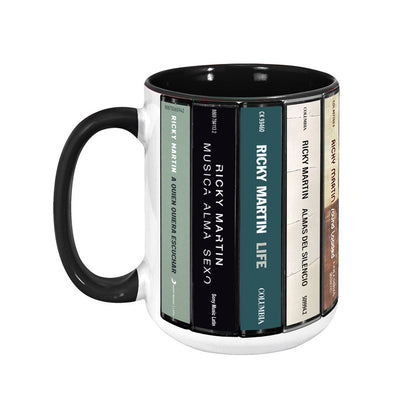 Ricky Martin Albums Cassette Collection Retro Accent Edge-to-Edge Printed Mug