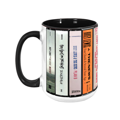 Huey Lewis Albums Cassette Collection Retro Accent Mug