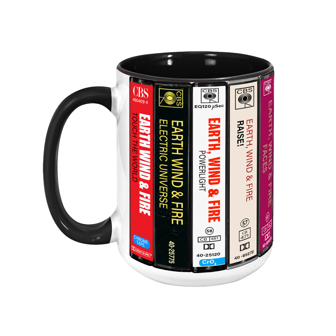 Earth, Wind and Fire Albums Cassette Collection Retro Accent Mug