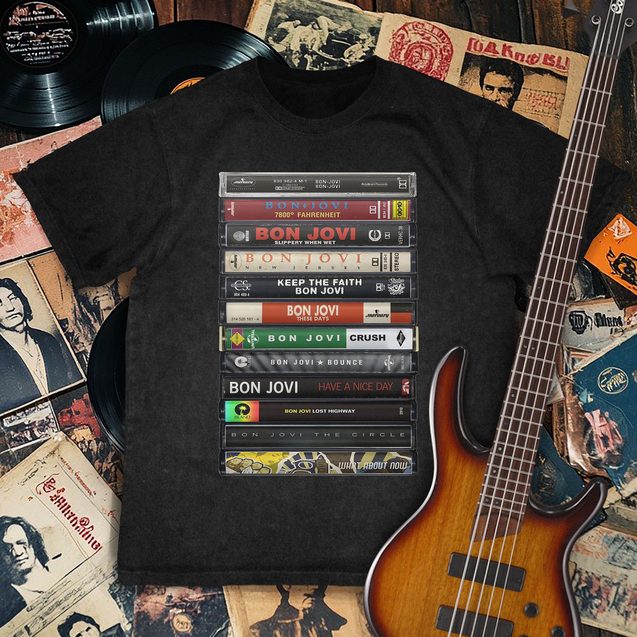 Bon Jovi Albums Cassette Retro Collection Premium Unisex T-Shirt