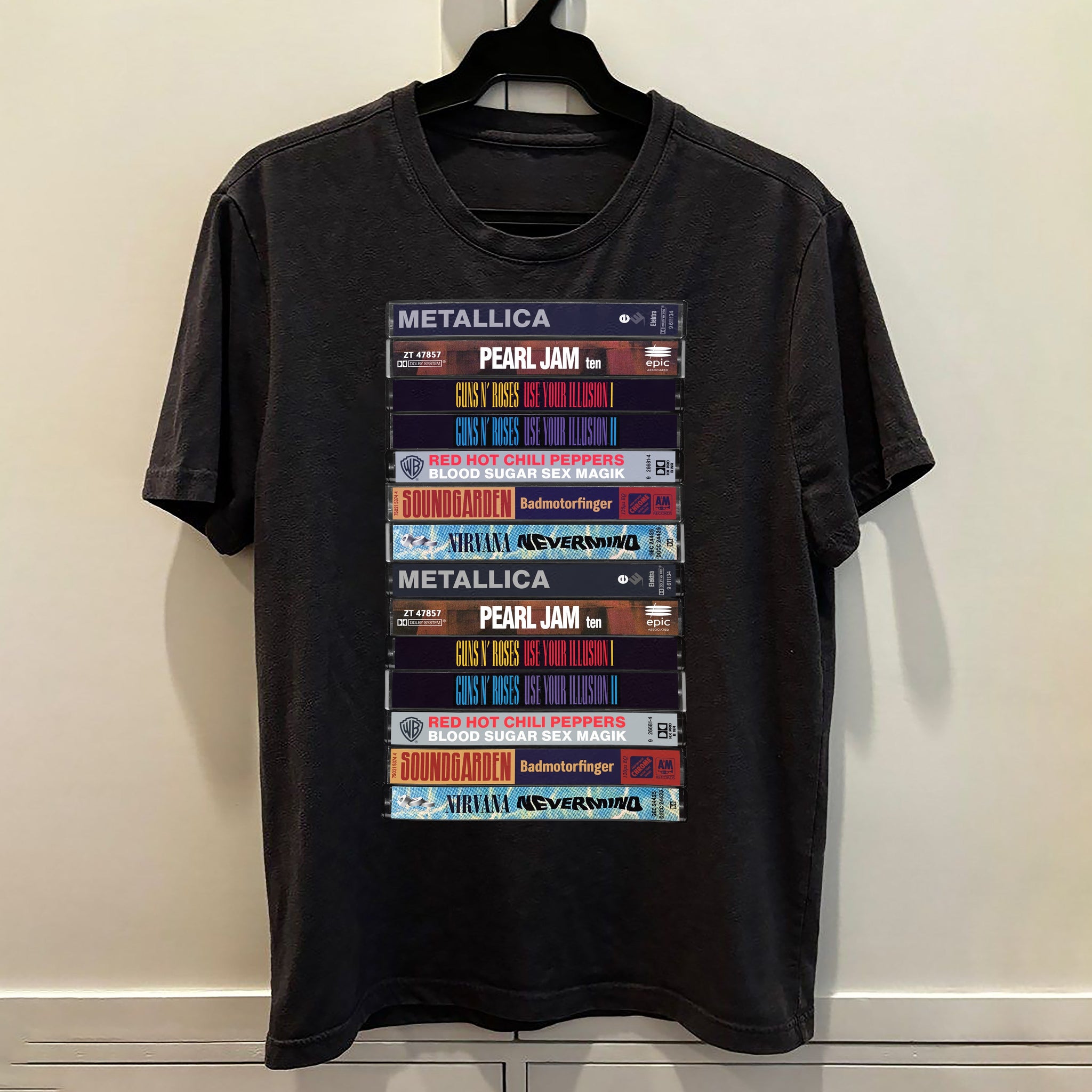 Iconic 90s Rock Albums Cassette Retro Collection Premium Unisex T-Shirt