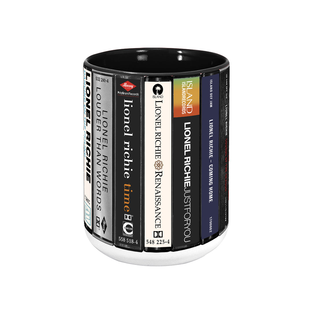 Lionel Richie Albums Cassette Collection Retro Accent Edge-to-Edge Printed Mug