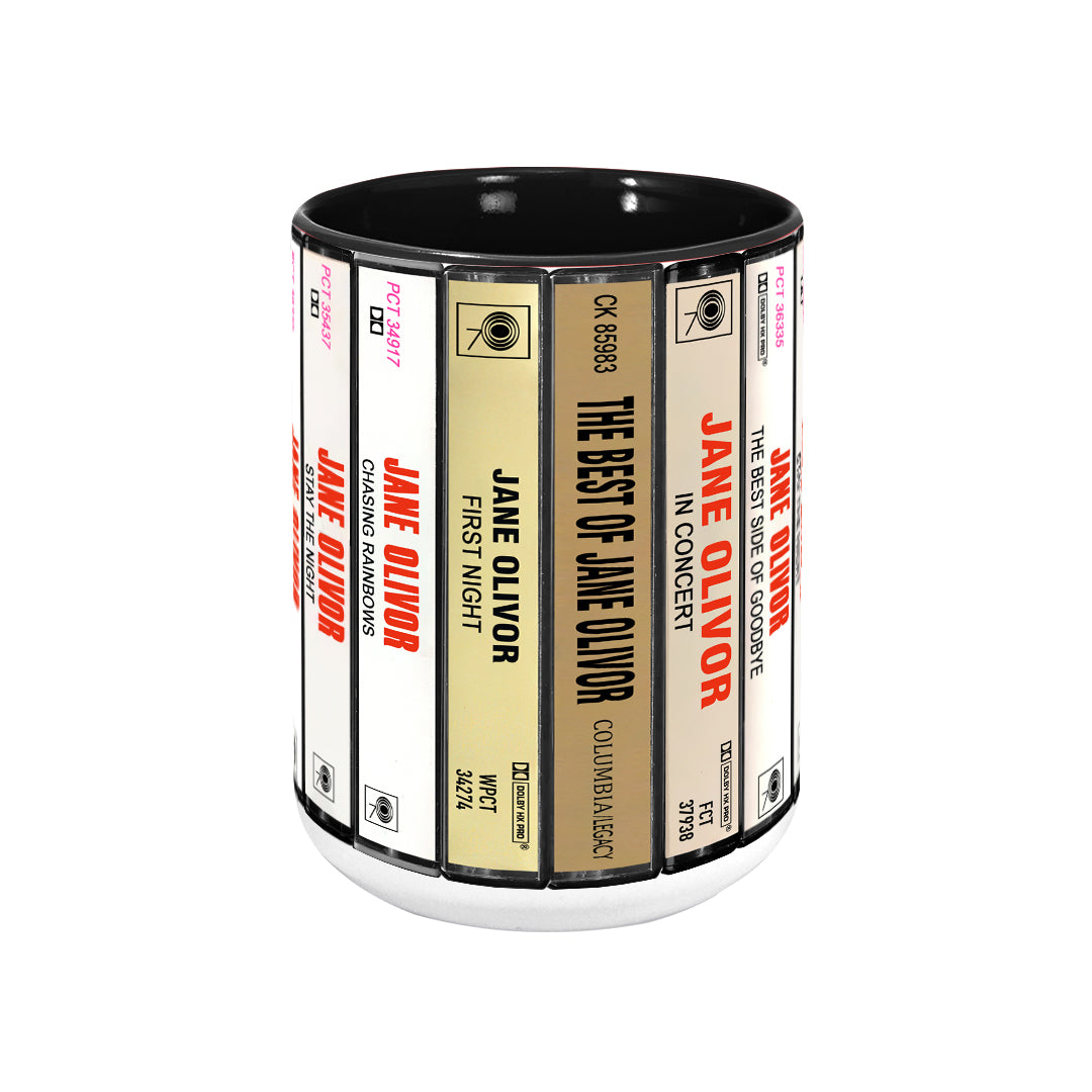 Jane Olivor Albums Cassette Collection Retro Accent Edge-to-Edge Printed Mug