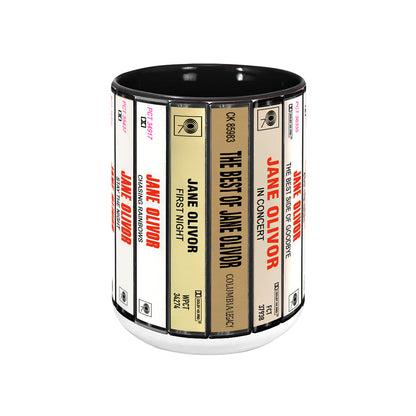 Jane Olivor Albums Cassette Collection Retro Accent Edge-to-Edge Printed Mug