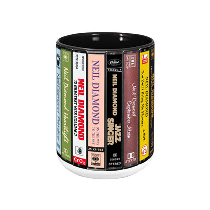 Neil Diamond Albums Cassette Collection Retro Accent Edge-to-Edge Printed Mug