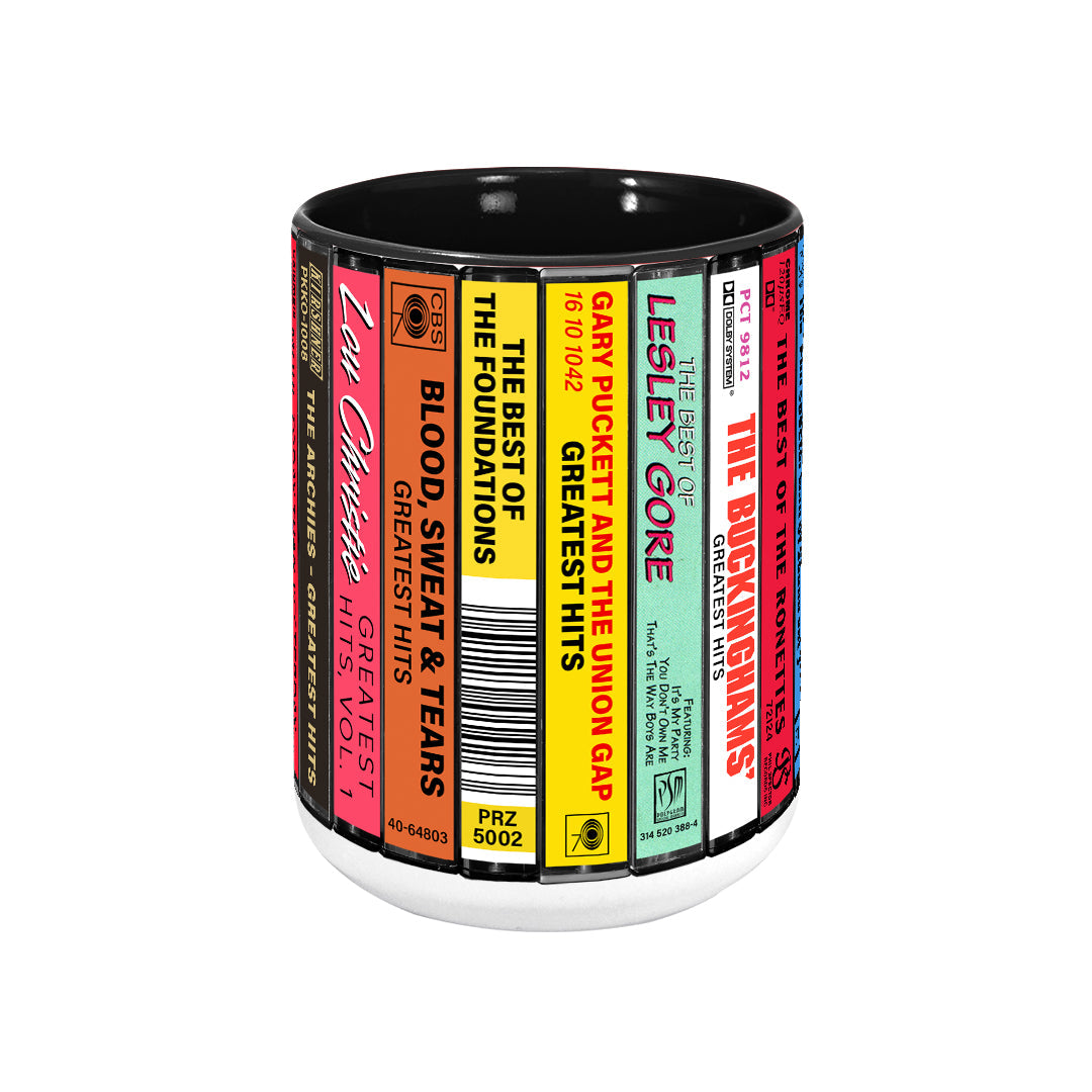 60s Pop Albums Cassette Collection Retro Accent Edge-to-Edge Printed Mug
