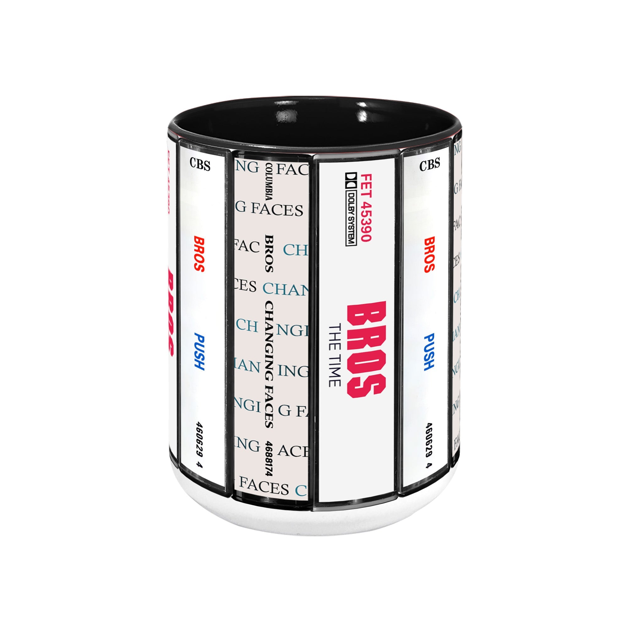 Bros Albums Cassette Collection Retro Accent Edge-to-Edge Printed Mug