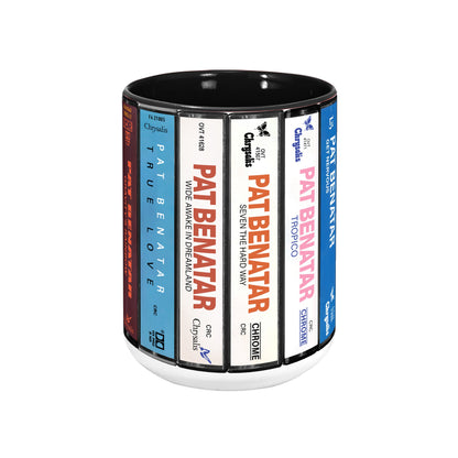 Pat Benatar Albums Cassette Collection Retro Accent Edge-to-Edge Printed Mug
