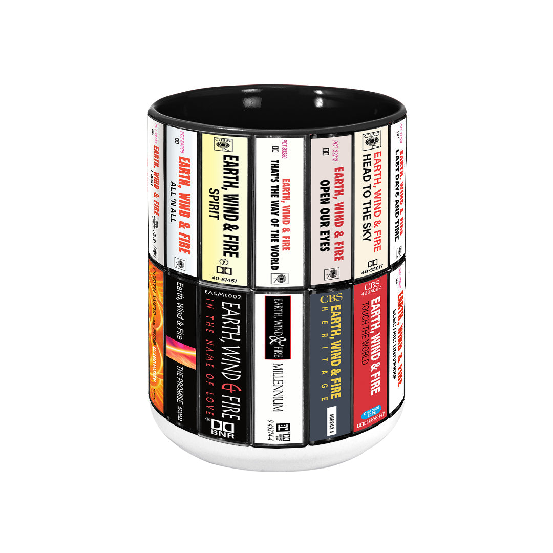 Earth, Wind & Fire Albums Cassette Collection Retro Accent Edge-to-Edge Printed Mug - Extended Version