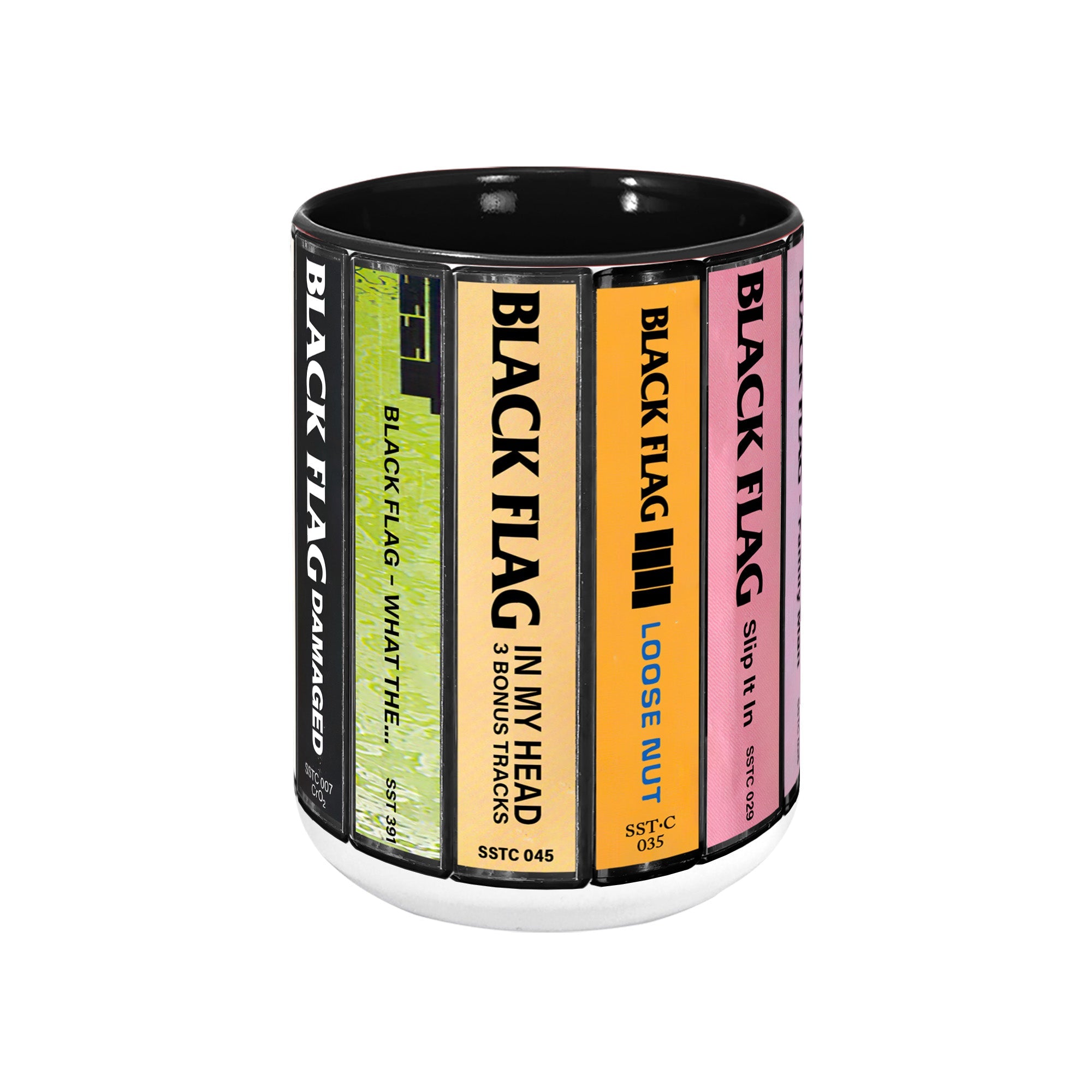 Black Flag Albums Cassette Collection Retro Accent Edge-to-Edge Printed Mug
