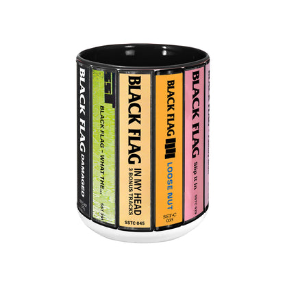 Black Flag Albums Cassette Collection Retro Accent Edge-to-Edge Printed Mug