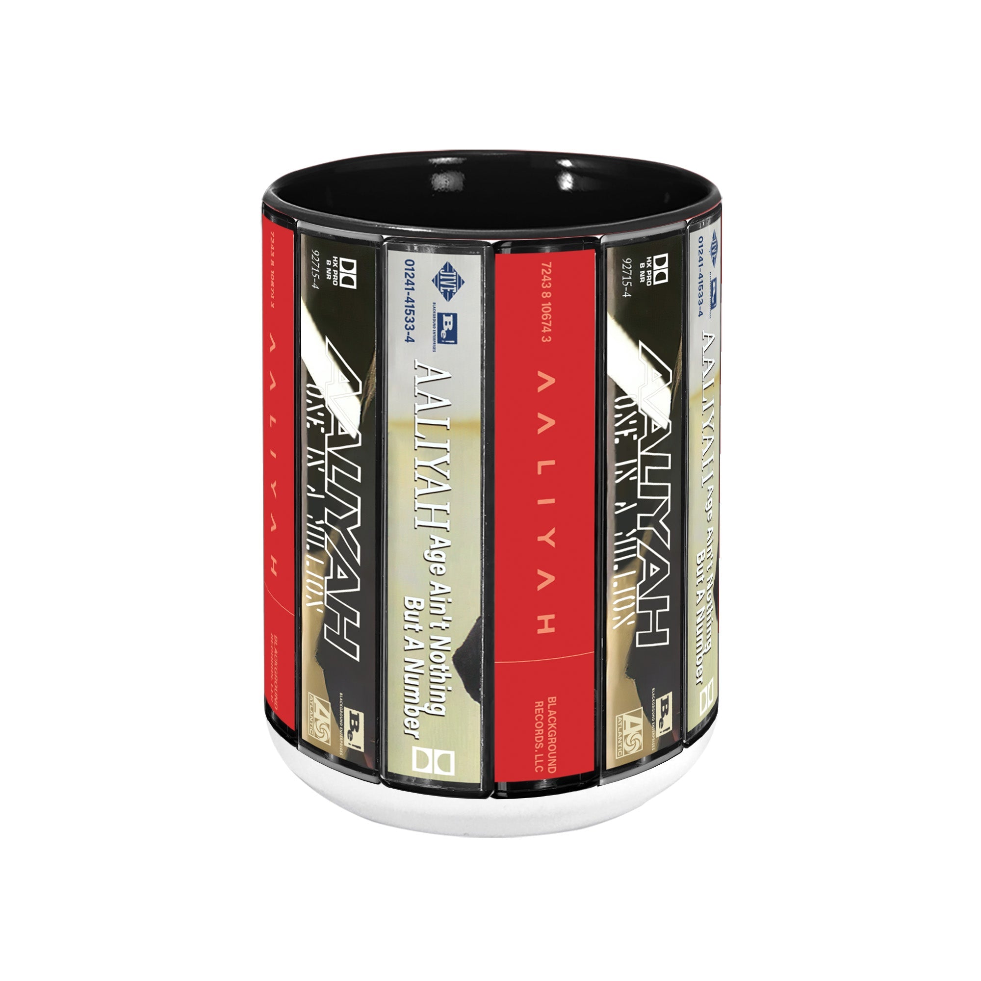 Aaliyah Albums Cassette Collection Retro Accent Edge-to-Edge Printed Mug