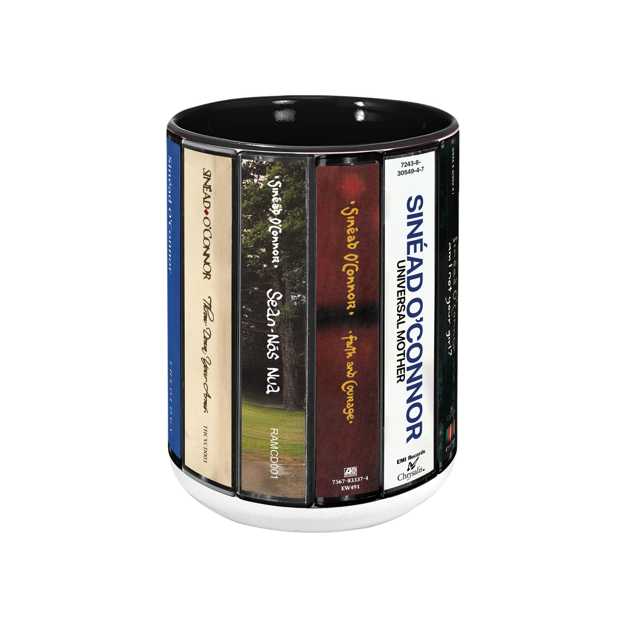 Sinéad O'Connor Albums Cassette Collection Retro Accent Edge-to-Edge Printed Mug