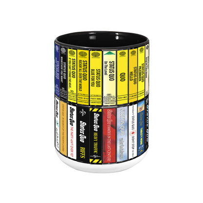 Status Quo Albums Cassette Collection Retro Accent Edge-to-Edge Printed Mug