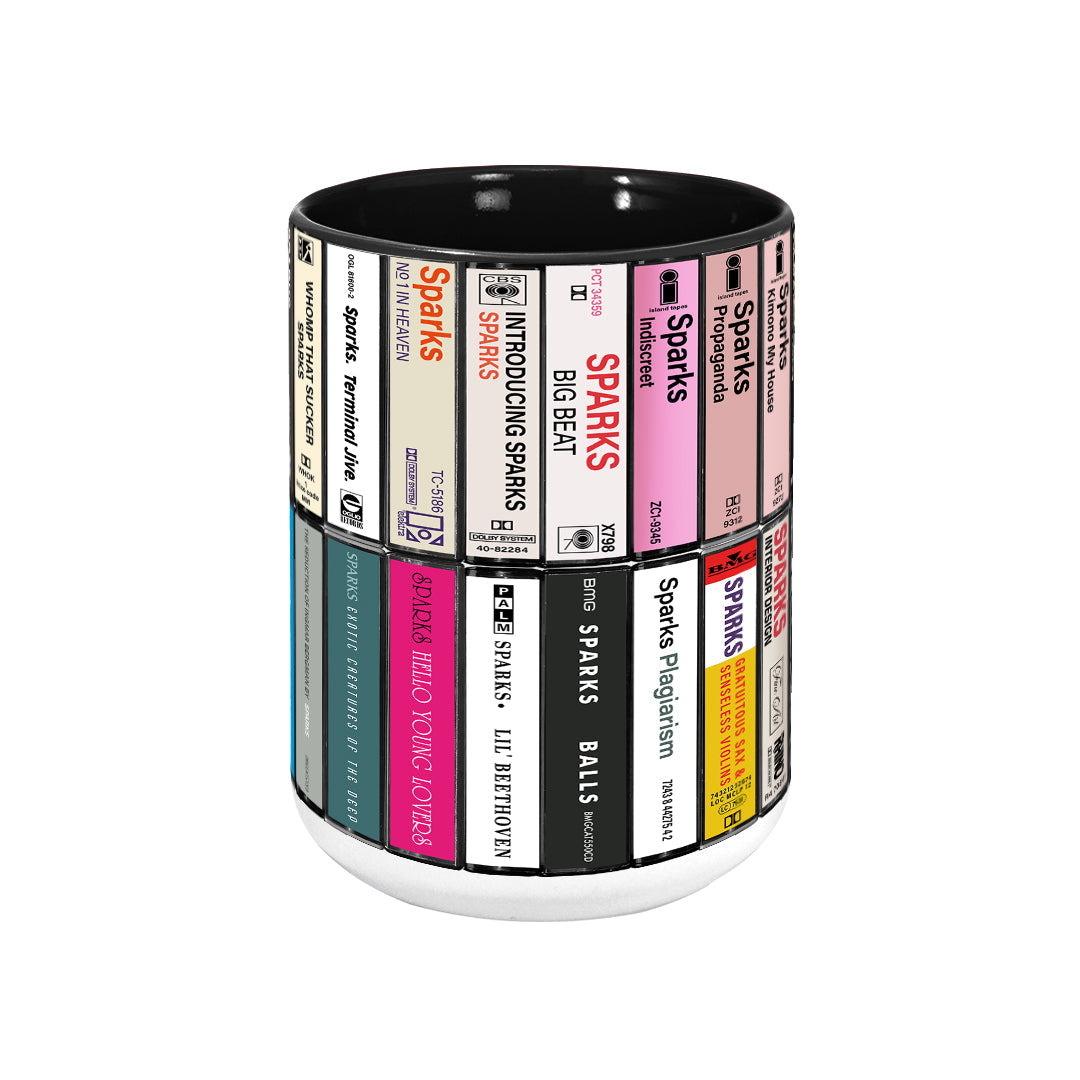 Sparks Albums Cassette Collection Retro Accent Edge-to-Edge Printed Mug