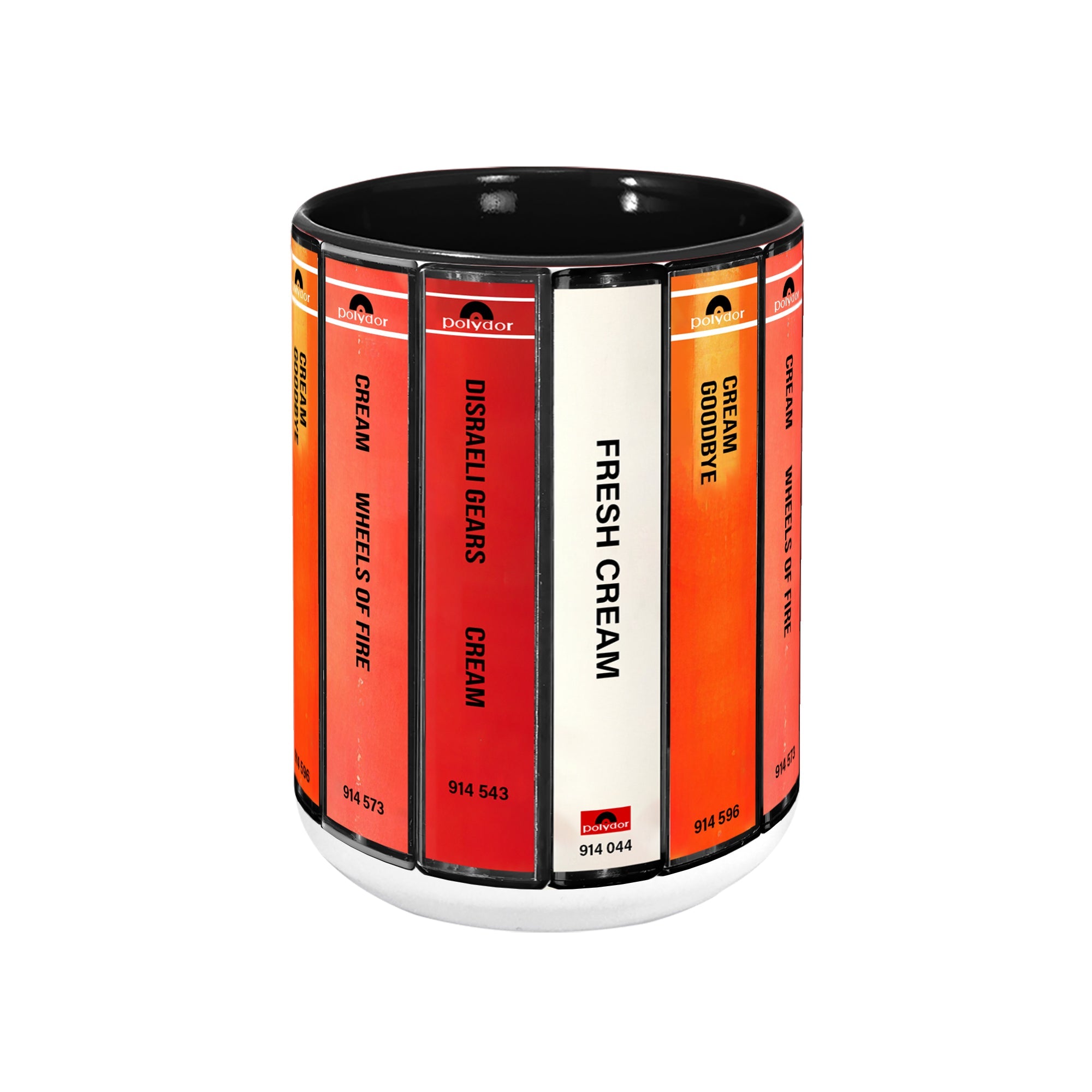 Cream Albums Cassette Collection Retro Accent Edge-to-Edge Printed Mug