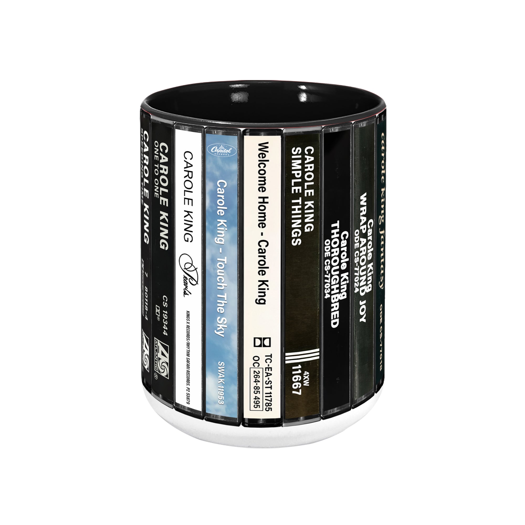 Carole King Albums Cassette Collection Retro Accent Edge-to-Edge Printed Mug