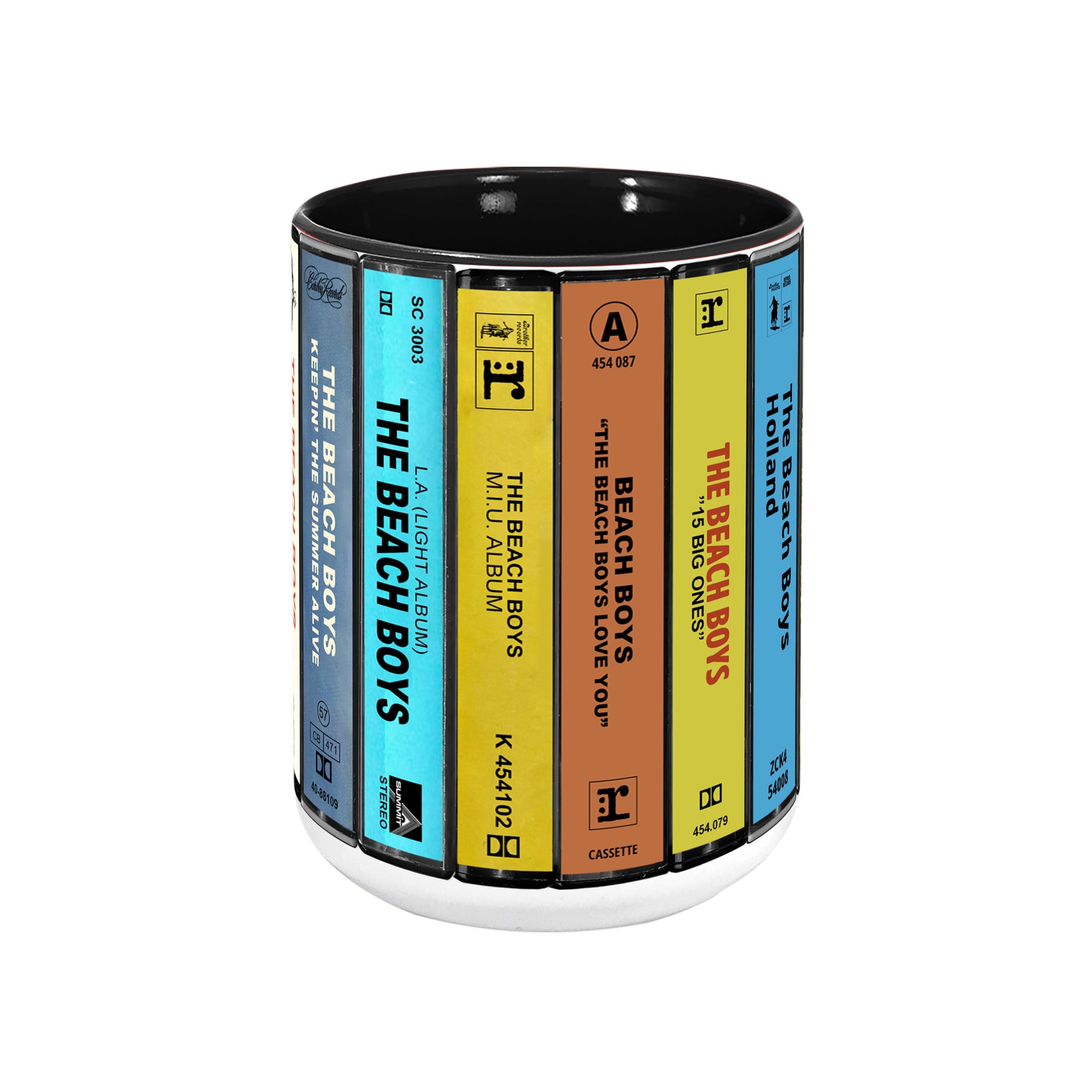 Beach Boys 70s & 80s Albums Cassette Collection Retro Accent Edge-to-Edge Printed Mug