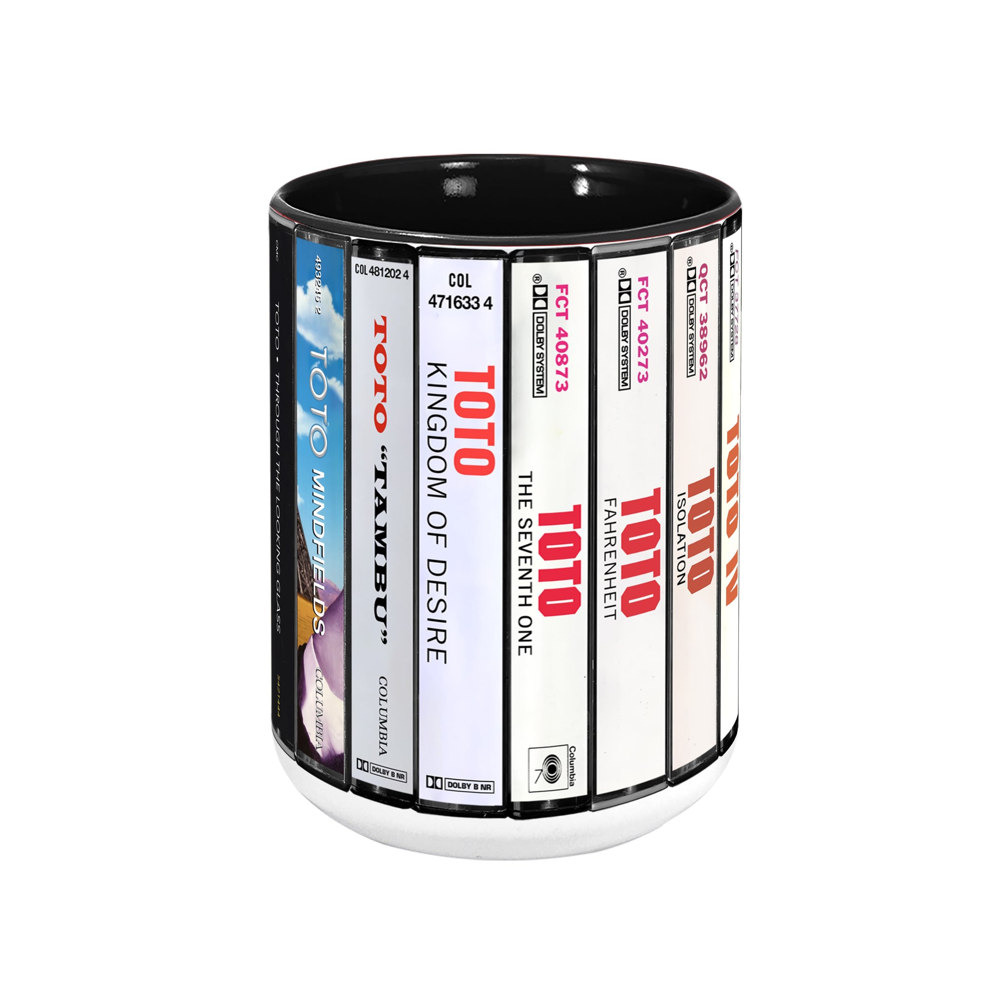 Toto Albums Cassette Collection Retro Accent Edge-to-Edge Printed Mug