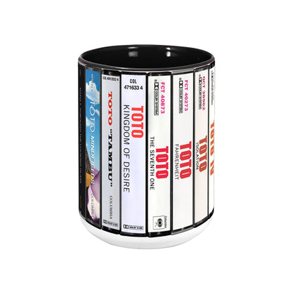 Toto Albums Cassette Collection Retro Accent Edge-to-Edge Printed Mug