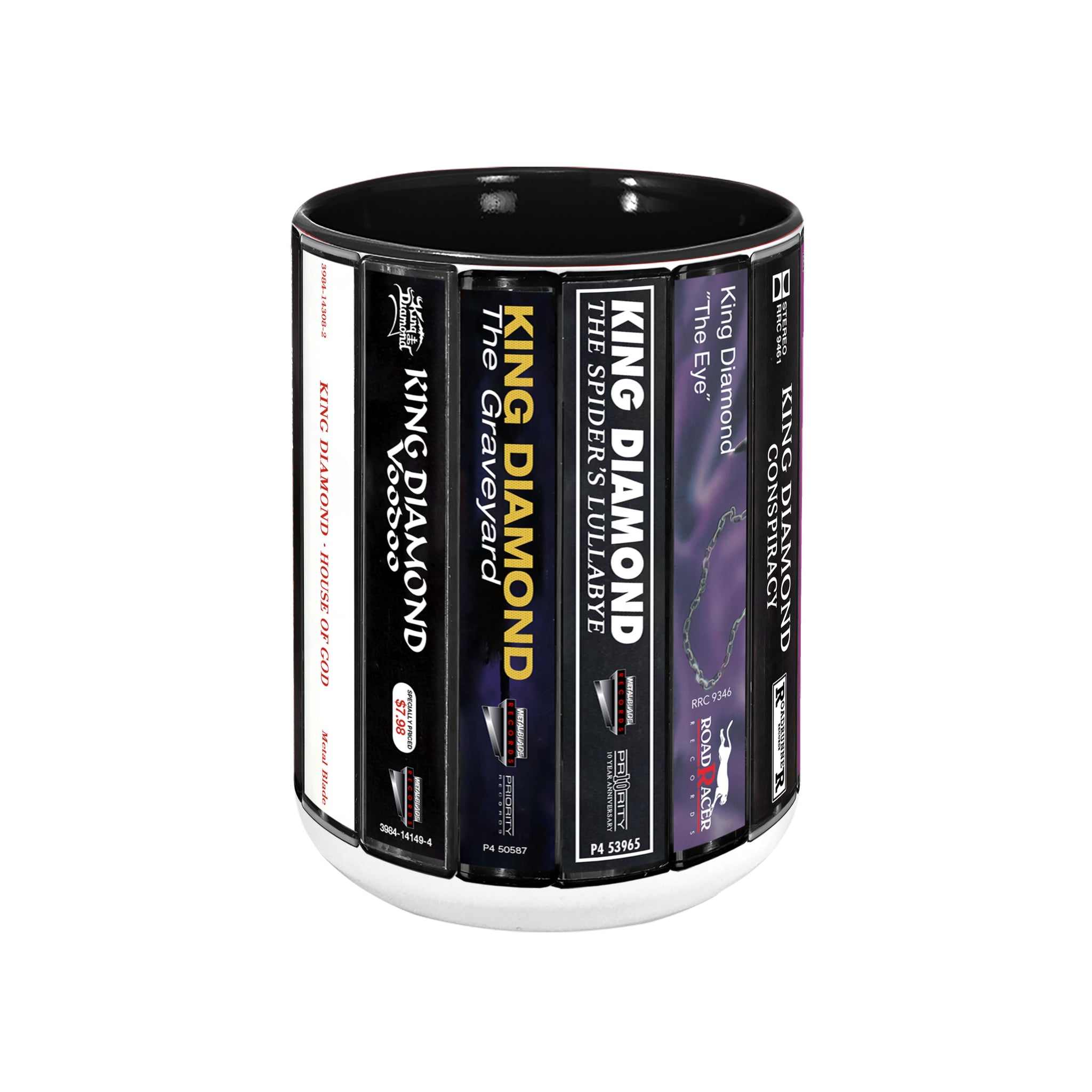 King Diamond Albums Cassette Collection Retro Accent Edge-to-Edge Printed Mug
