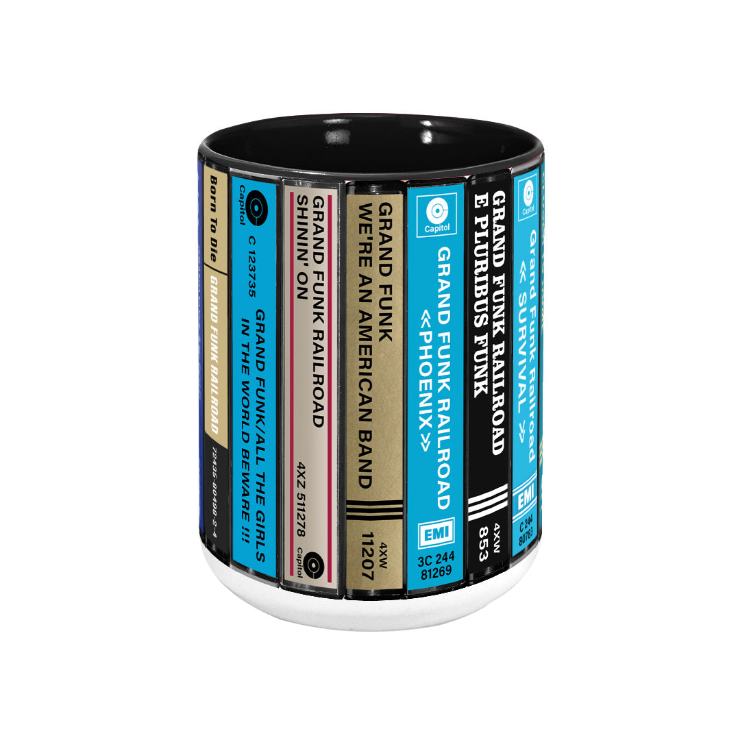 Grand Funk Railroad Albums Cassette Collection Retro Accent Edge-to-Edge Printed Mug