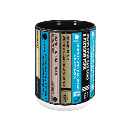 Grand Funk Railroad Albums Cassette Collection Retro Accent Edge-to-Edge Printed Mug