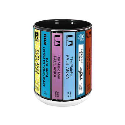 Paul Anka Albums Cassette Collection Retro Accent Edge-to-Edge Printed Mug