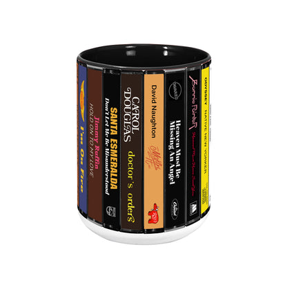Disco Music Albums Cassette Collection Retro Accent Edge-to-Edge Printed Mug