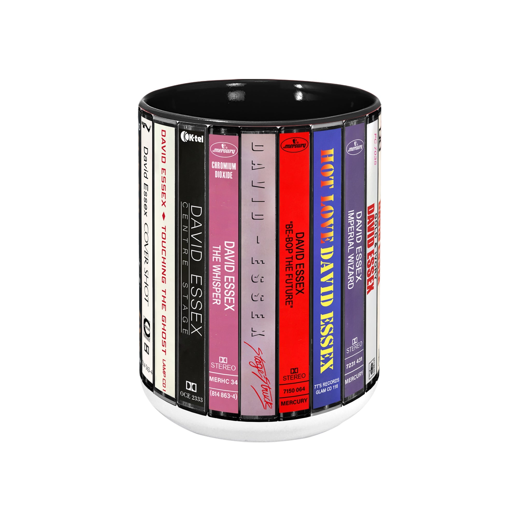 David Essex Albums Cassette Collection Retro Accent Edge-to-Edge Printed Mug