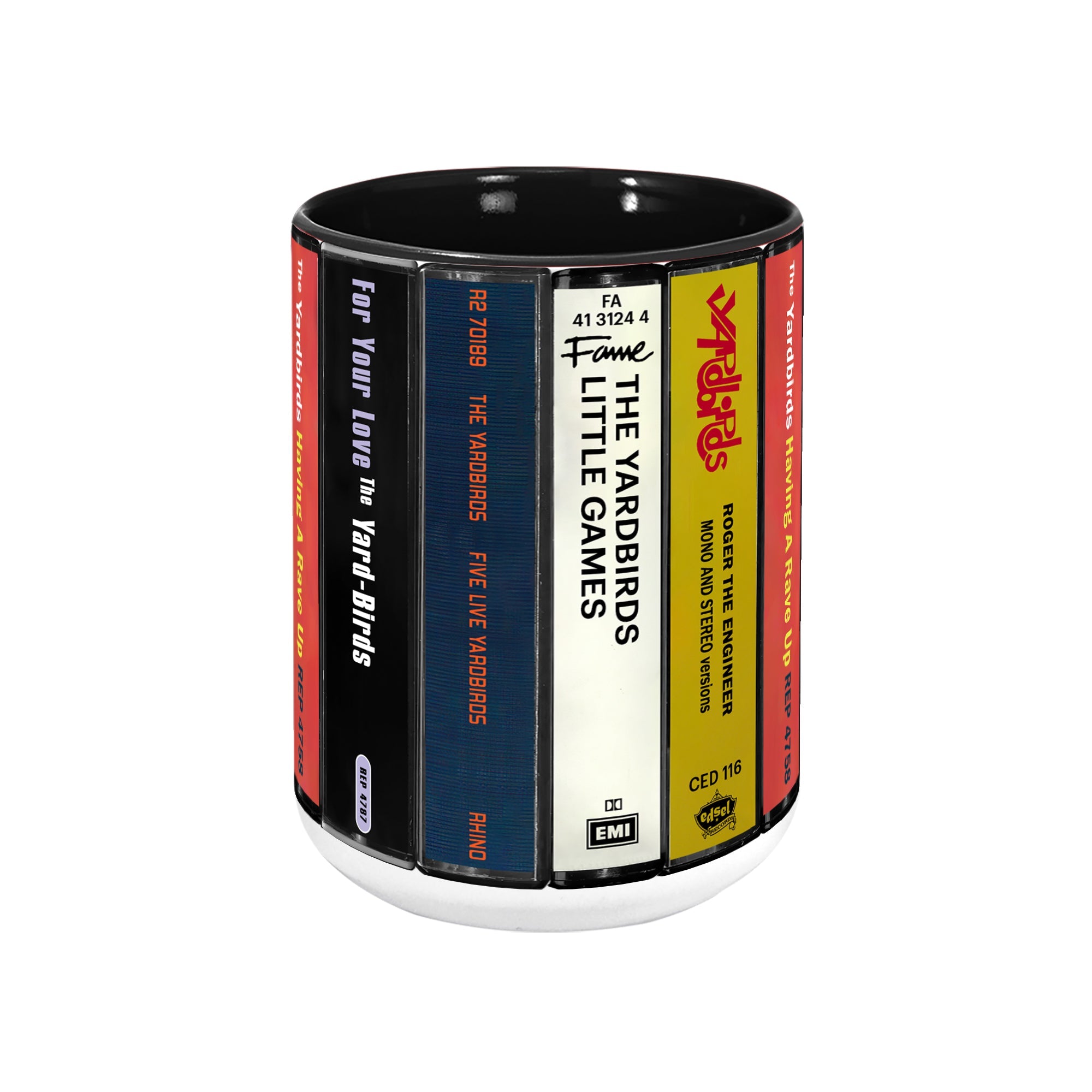 The Yardbirds Albums Cassette Collection Retro Accent Edge-to-Edge Printed Mug