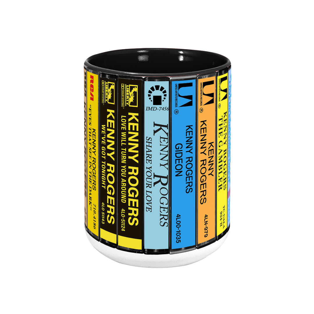 Kenny Rogers Albums Cassette Collection Retro Accent Edge-to-Edge Printed Mug - other version