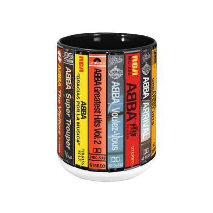 ABBA Albums Cassette Collection Retro Accent Edge-to-Edge Printed Mug