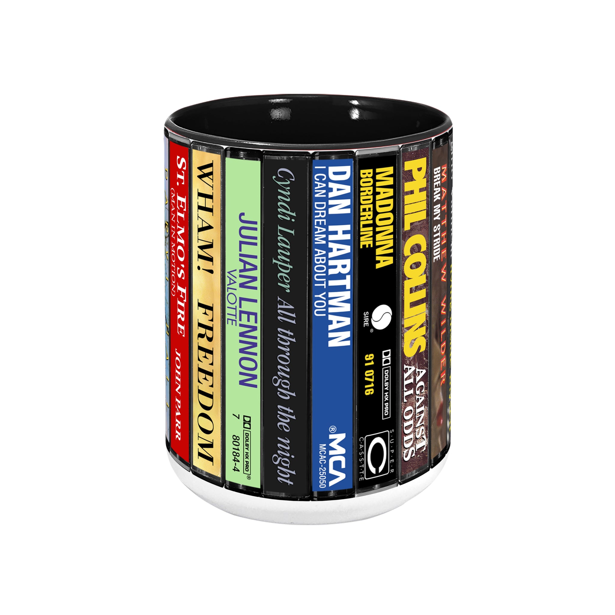 80s POP Singles Collection Albums Cassette Collection Retro Accent Edge-to-Edge Printed Mug