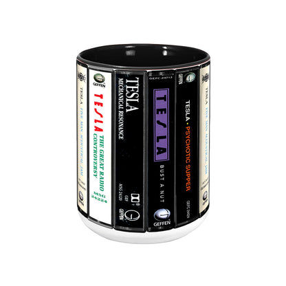 Tesla Albums Cassette Collection Retro Accent Mug