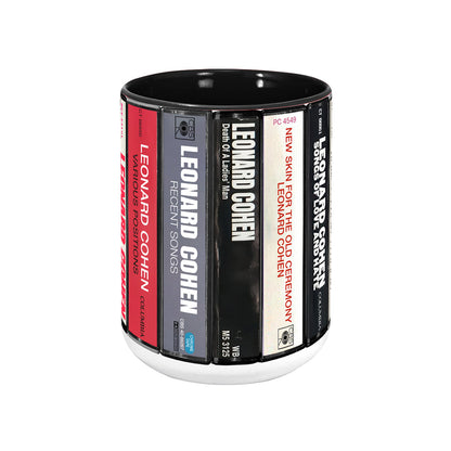 Leonard Cohen Albums Cassette Collection Retro Accent Mug