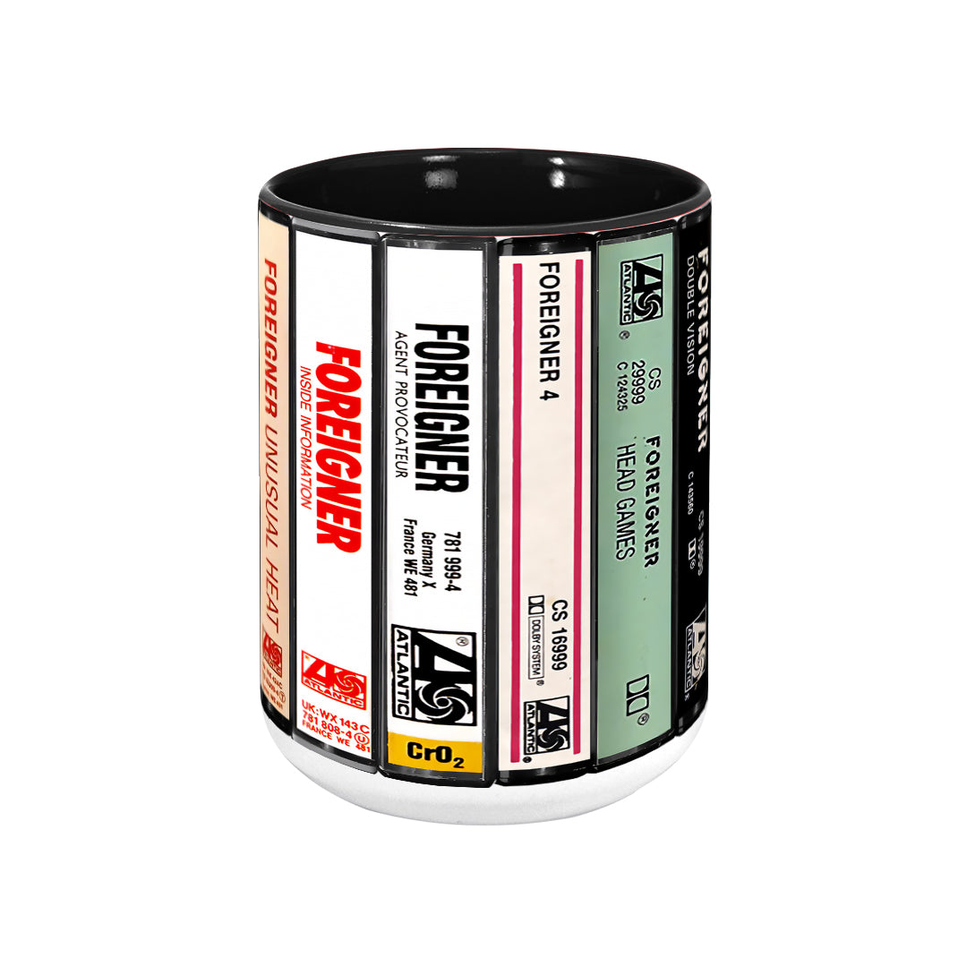 Foreigner Albums Cassette Collection Retro Accent Edge-to-Edge Printed Mug